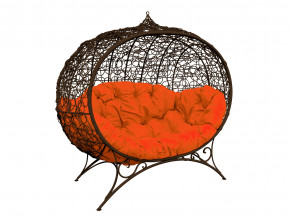 Кокон Улей на ножках с ротангом оранжевая подушка в Троицке - troick.magazinmebel.ru | фото - изображение 1