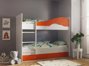 Кровать 2-х ярусная Мая с ящиками на латофлексах белый-оранж в Троицке - troick.magazinmebel.ru | фото - изображение 1