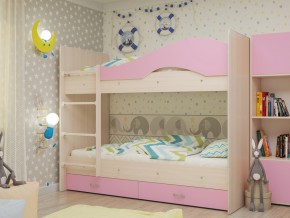 Кровать 2-х ярусная Мая с ящиками на латофлексах розовая в Троицке - troick.magazinmebel.ru | фото