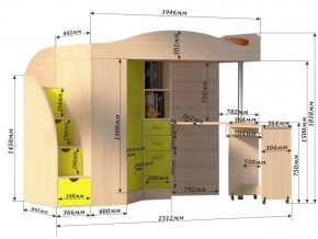 Кровать чердак Юниор 4 Бодега-оранж в Троицке - troick.magazinmebel.ru | фото - изображение 3