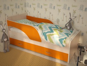 Кровать детская Максимка млечный дуб-оранж в Троицке - troick.magazinmebel.ru | фото