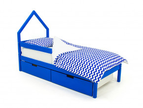 Кровать-домик мини Svogen с ящиками и бортиком синий в Троицке - troick.magazinmebel.ru | фото