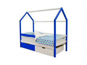 Кровать-домик Svogen с ящиками и бортиком сине-белый в Троицке - troick.magazinmebel.ru | фото - изображение 1