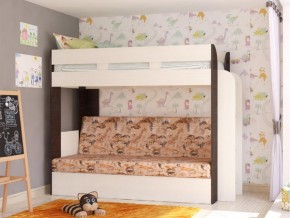 Кровать двухъярусная Карамель 75 венге ткань савана в Троицке - troick.magazinmebel.ru | фото - изображение 1