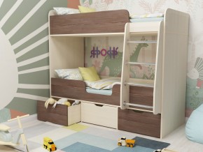 Кровать двухъярусная Малыш двойняшка дуб молочный-бодега в Троицке - troick.magazinmebel.ru | фото