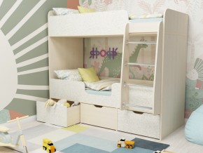Кровать двухъярусная Малыш двойняшка дуб молочный-феритейл в Троицке - troick.magazinmebel.ru | фото