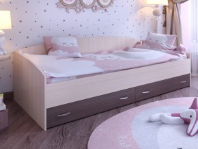 Кровать с выкатными ящиками Дуб молочный-Бодего в Троицке - troick.magazinmebel.ru | фото