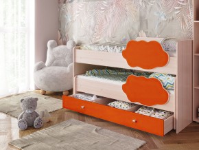 Кровать Соник с ящиком млечный дуб-оранж в Троицке - troick.magazinmebel.ru | фото