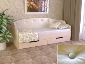 Кровать Юниор Тип 2 дуб молочный-белый перламутр 800х1600 в Троицке - troick.magazinmebel.ru | фото - изображение 1