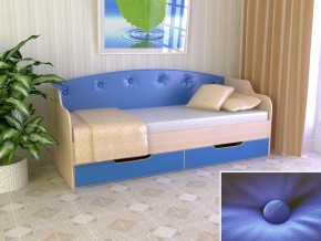 Кровать Юниор Тип 2 дуб молочный/синий 800х1600 в Троицке - troick.magazinmebel.ru | фото