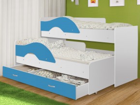 Кровать выкатная Радуга с ящиком 80х160 белая-голубой в Троицке - troick.magazinmebel.ru | фото - изображение 1