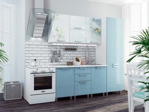 Кухня 2100 Бьянка голубые блестки в Троицке - troick.magazinmebel.ru | фото