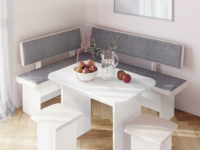 Кухонный уголок Парма Белый, ткань серая в Троицке - troick.magazinmebel.ru | фото - изображение 3