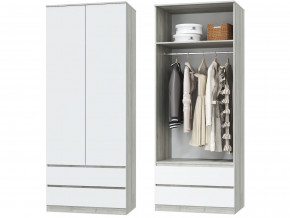 Шкаф для одежды 2х дверный с ящиками Лори дуб серый, белый в Троицке - troick.magazinmebel.ru | фото