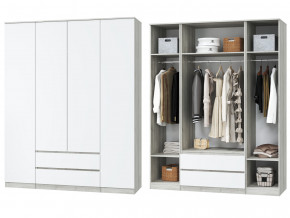 Шкаф для одежды четырехдверный Лори дуб серый, белый в Троицке - troick.magazinmebel.ru | фото