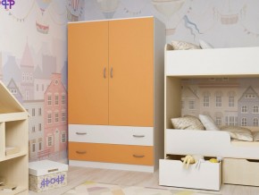 Шкаф двухстворчатый белый-оранж в Троицке - troick.magazinmebel.ru | фото