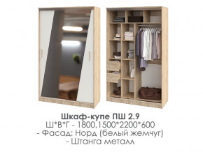 шкаф-купе ПШ-2.9 1500 Норд Белый жемчуг 1500 в Троицке - troick.magazinmebel.ru | фото