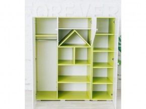 Шкаф-стеллаж Домик с пеналами зеленый-белый в Троицке - troick.magazinmebel.ru | фото - изображение 2