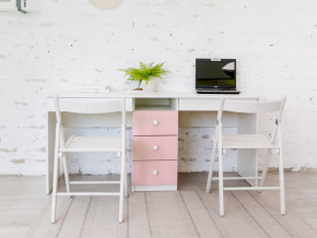 Стол письменный двухместный В 5 розовый в Троицке - troick.magazinmebel.ru | фото - изображение 1