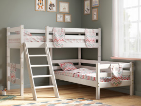 Угловая кровать Соня Вариант 8 с наклонной лестницей белая в Троицке - troick.magazinmebel.ru | фото